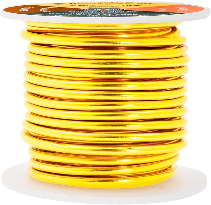 Mandala Crafts 8 Gauge Anodized Aluminum Craft Wire for Jewelry Making - 32 FT Colored Flexible Light Gold Wire - Bendable for Bonsai Armature Crafting Sculpting