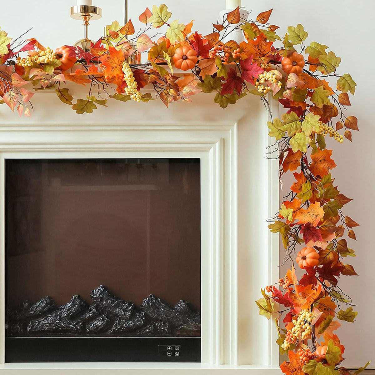 mizii fall decor artificial maples leaf pumpkin garland, main product view