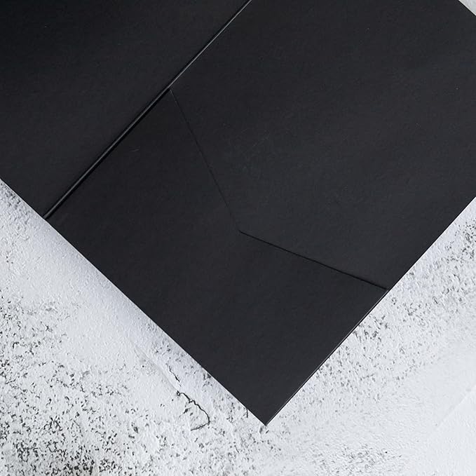 20 PCS Black Tri-fold Laser Cut Wedding Invitation Pockets for 5x7 Wedding Cards Bridal Shower Engagement Quinceanera Invitation