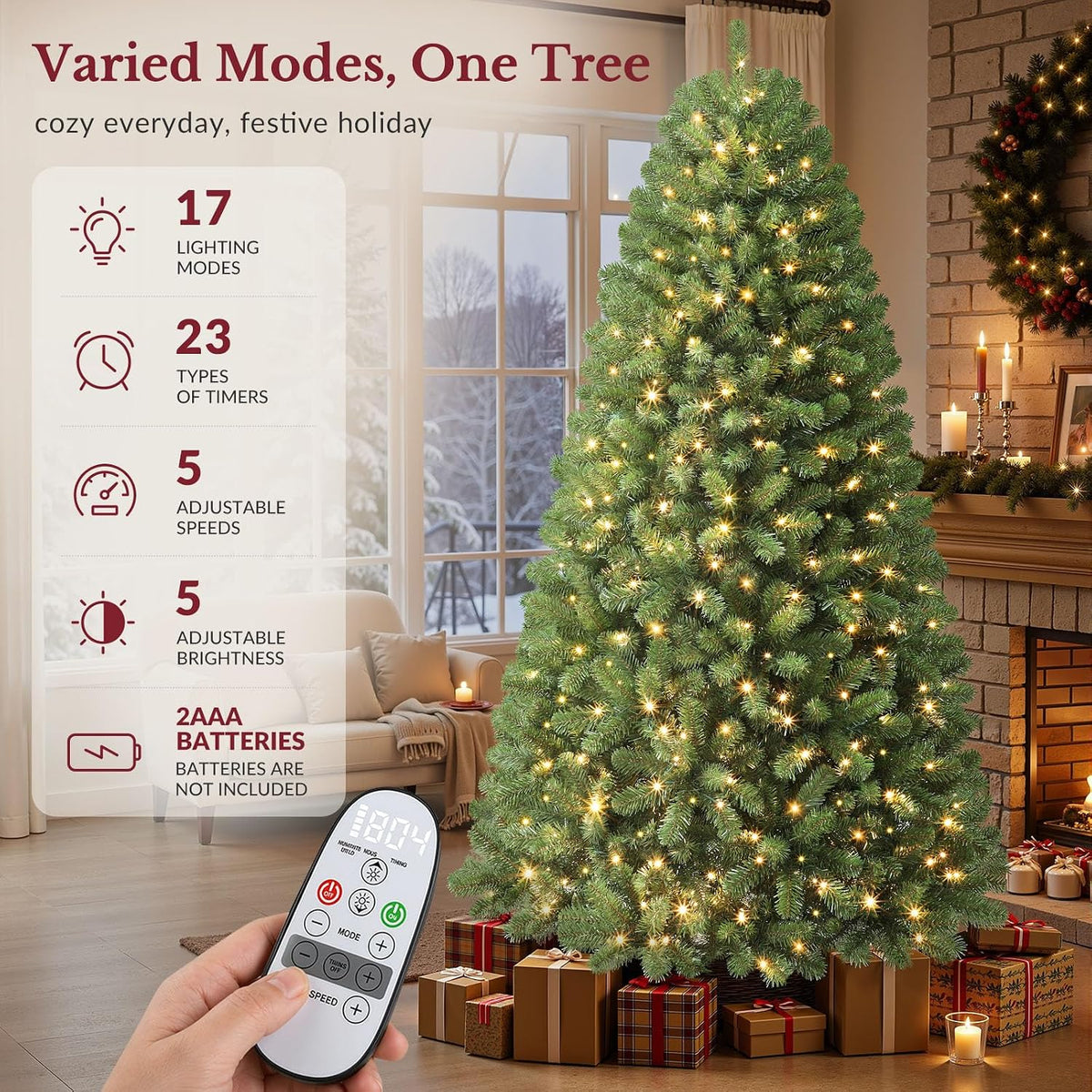 alupssuc 6ft classic spruce artificial prelit christmas tree, close-up detail