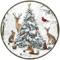 Round Christmas Snow Animals Metal Tin Sign - Vintage Christmas Tree & Winter Sign for Home & Outdoor Decorations - 8 * 8 in