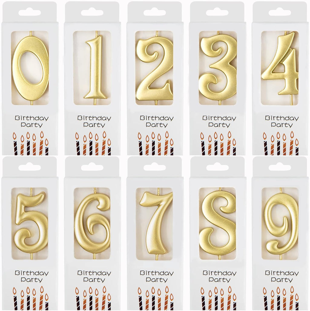 PHD CAKE 10-Count 0-9 Gold Number Birthday Candles, Number One Birthday, Gold Number Candles, Party Celebration, Baby Showers