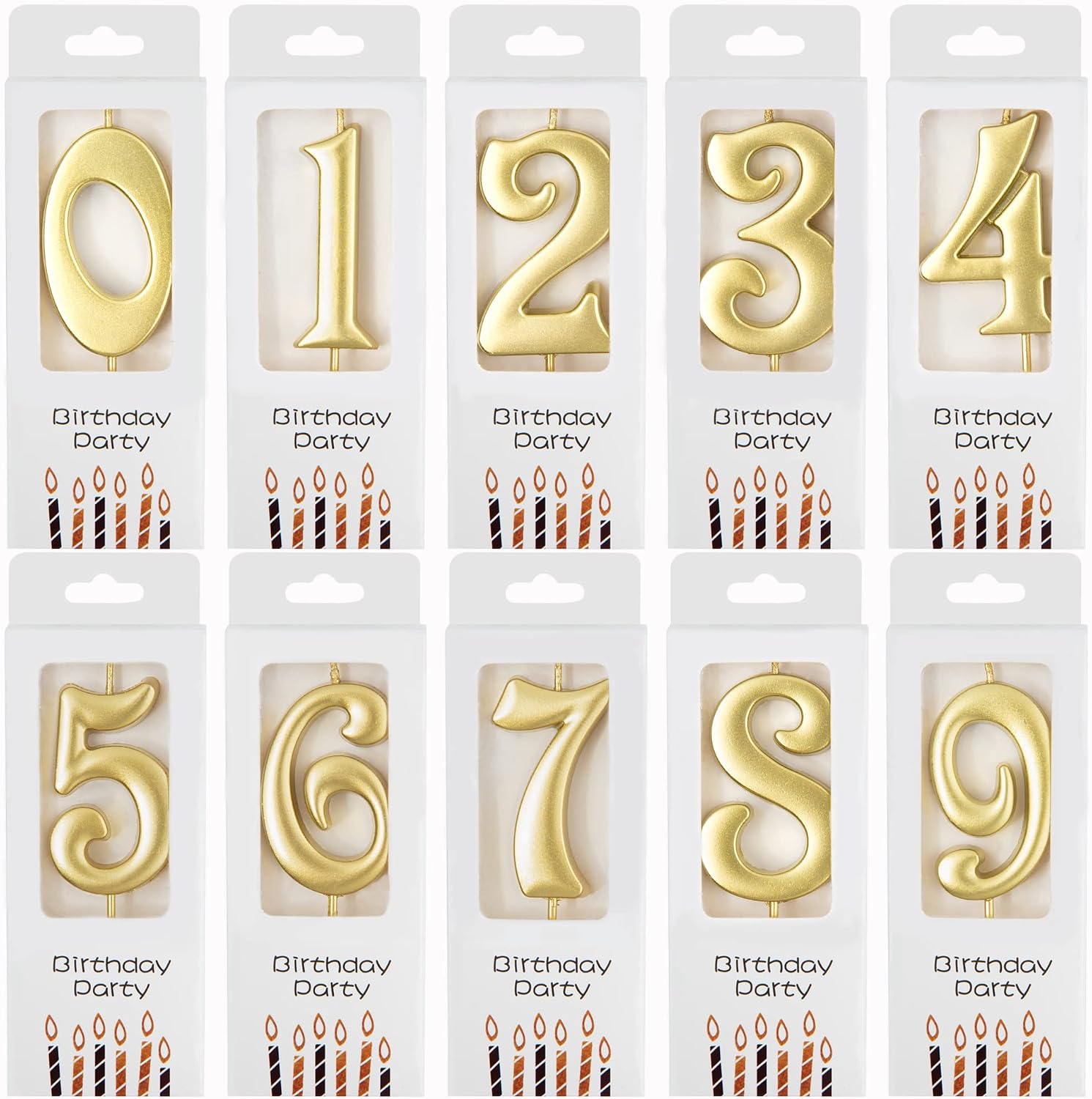 PHD CAKE 10-Count 0-9 Gold Number Birthday Candles, Number One Birthday, Gold Number Candles, Party Celebration, Baby Showers