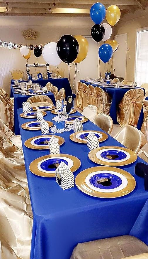 12 Pack Polyester Tablecloth 60 x 126 Inch Royal Blue Tablecloth for 8 Ft Rectangle Tables,Washable Fabric Table Covers Polyester Table Clothes for Wedding Parties Banque