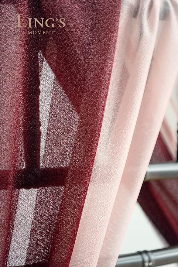 Ling's moment Wedding Chair Sashes Cover Aisle Decorations Draping Fabric Wrinkle-Free with Tie 16 Pcs Burgundy Pink Blush for Party Ceremony Reception Floral Arrangement Banquet Outdoor Decor