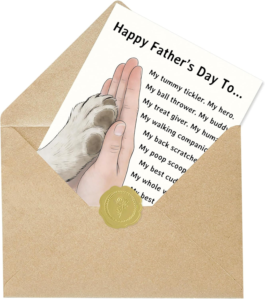 IDU Fathers Day Card Gifts, Dog Dad Fathers Day Card Gift, Dog Dad Gifts for Men Husband, Happy Father's Day Cards Decorations from Dog with Envelope