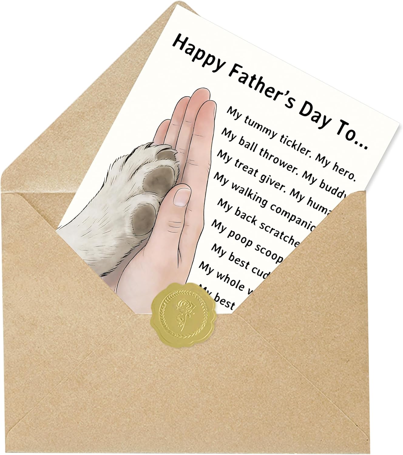 IDU Fathers Day Card Gifts, Dog Dad Fathers Day Card Gift, Dog Dad Gifts for Men Husband, Happy Father's Day Cards Decorations from Dog with Envelope