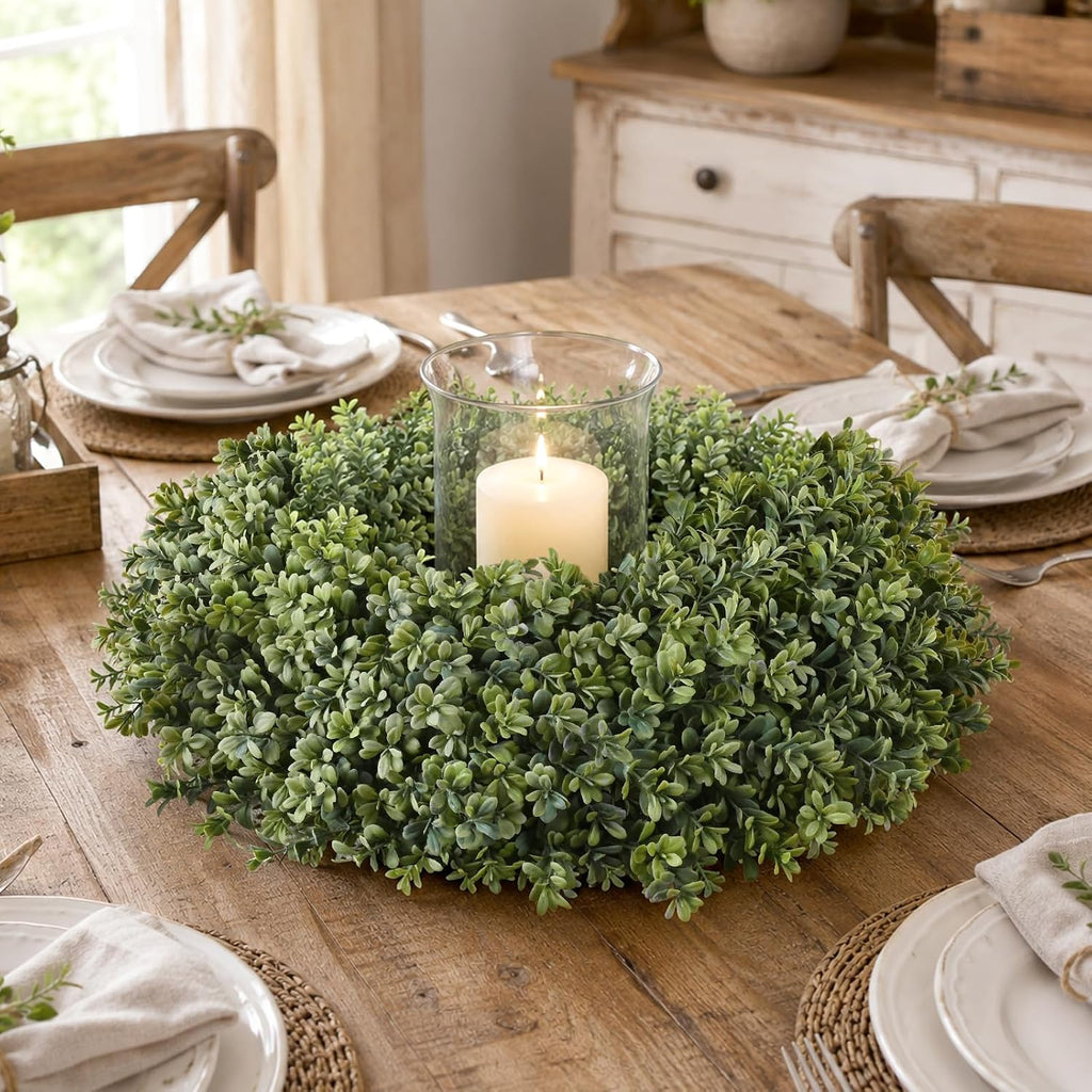 waipfaru 26'' fall boxwood wreath for front door, front angle view