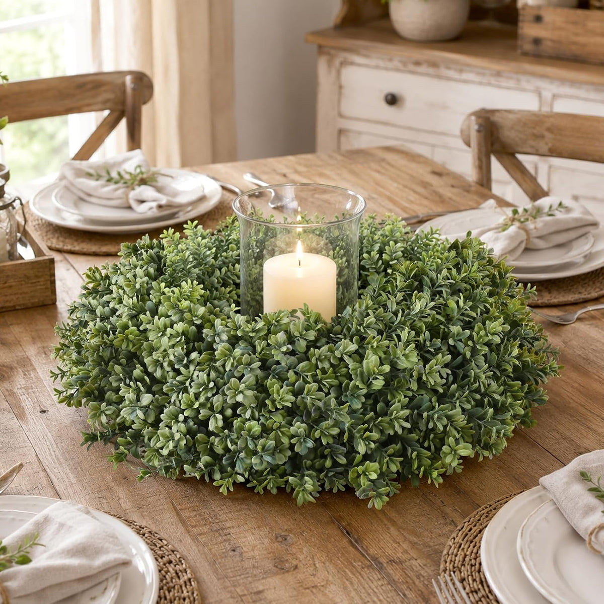 waipfaru 26'' fall boxwood wreath for front door, front angle view
