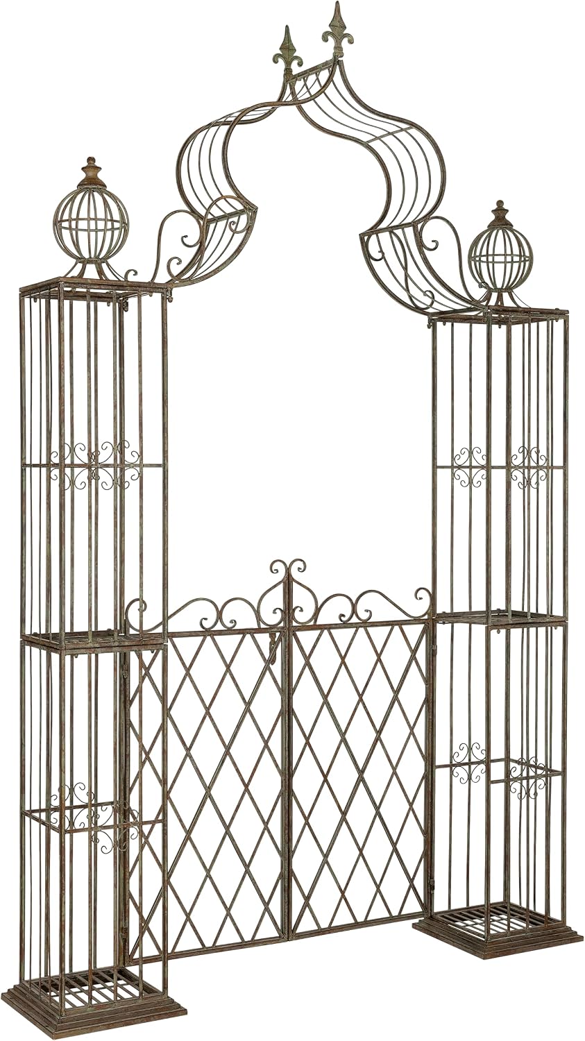 SAFAVIEH Outdoor Beatrix Metal Garden Arbor, 107.8" Rustic Blue PAT5012A