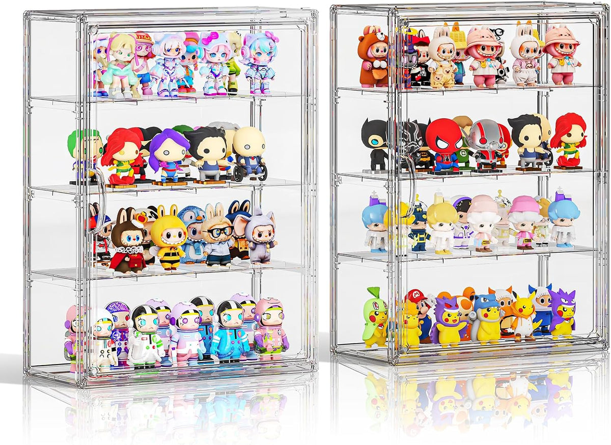 clear 4 tiers acrylic display case for figures, close-up detail