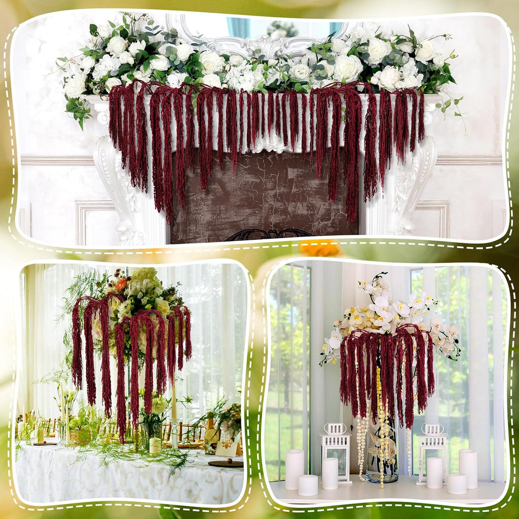 Suncalla 12 Pcs Red Spring Natural Dried Amaranthus Hanging Flowers Amaranthus Artificial Flowers for Wedding Arch Bouquet Floral Garland Wall Home Decoration (23 Inch)