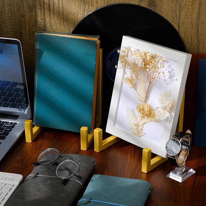Sweetude 2 Pcs Large Plate Stands for Display Metal Frame Plate Holder Display Stand Decorative Table Top Easels for Picture, Book, Platter, Photo Easel (Gold,10 Inch)