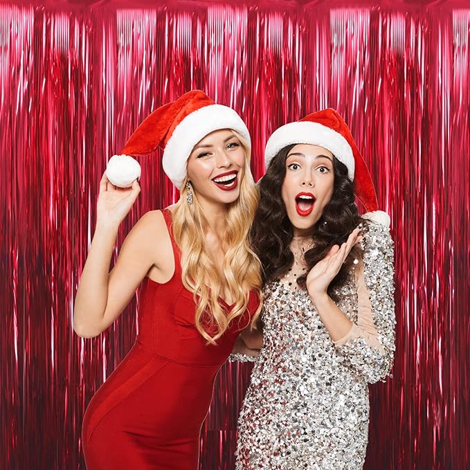 GOER 3.2 ft x 9.8 ft Metallic Tinsel Foil Fringe Curtains Party Photo Backdrop Party Streamers for Birthday,Graduation,New Year Eve Decorations Wedding Decor (1 Pack,Burgundy)
