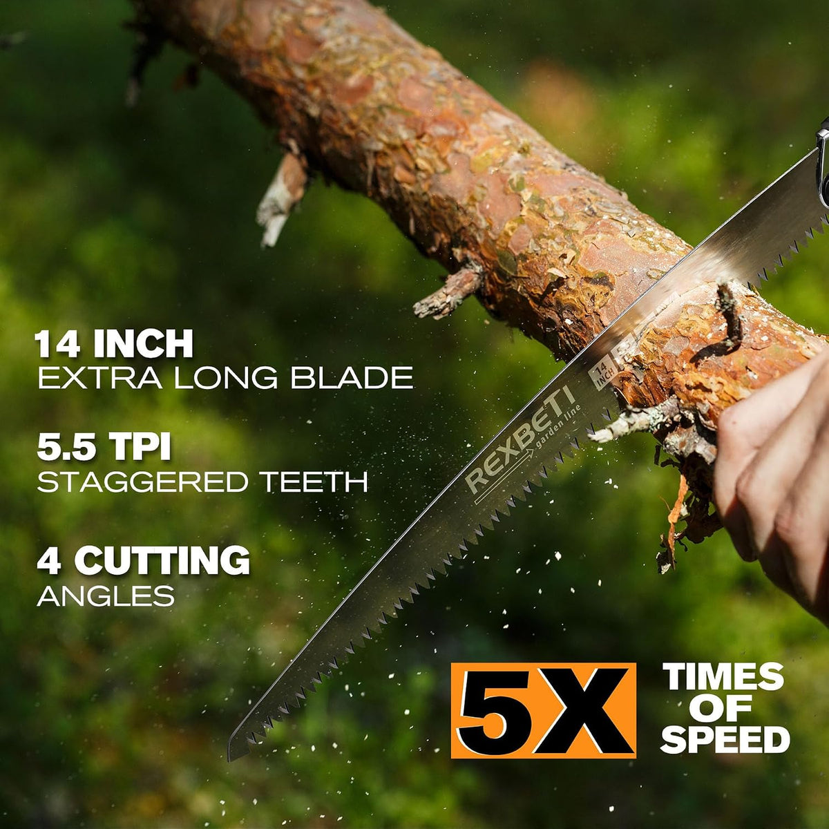 rexbeti 14-inch folding pruning saw, extra long hand, side view