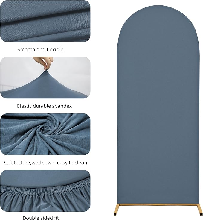 Wedding Arch Covers Arch Backdrop Cover Arch Stand Covers 7.2FT 6FT Set of 2 Arch Cover Spandex Fabric Stretchy Backdrop for Wedding Birthday Party Decoration Baby Shower (Dusty Blue)