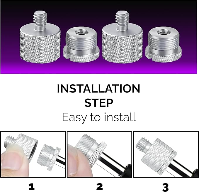 IXTECH Mic Stand Adapter Set 8 pieces Metal Microphone Stand Screw Thread Adapter 5/8 Female to 3/8 Male 3/8 Female to 5/8 Male 5/8 Female to 1/4 Male 1/4 Female to 5/8 Male Tripod Adapter ADP03 Slvr