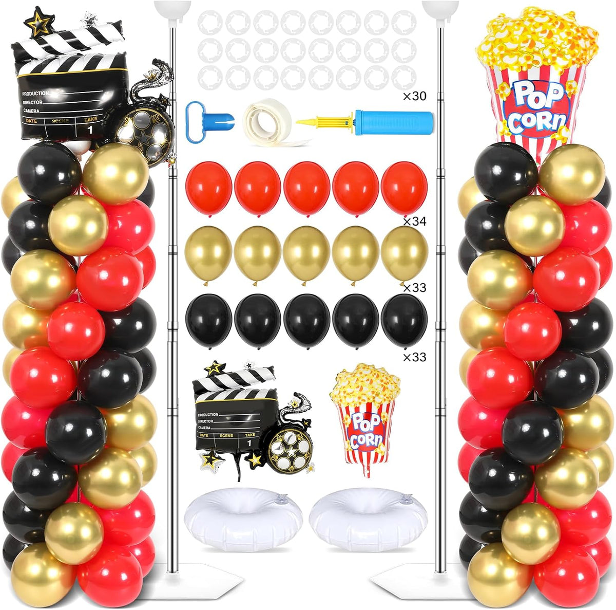 2 set movie night balloon column stand kit, main product view