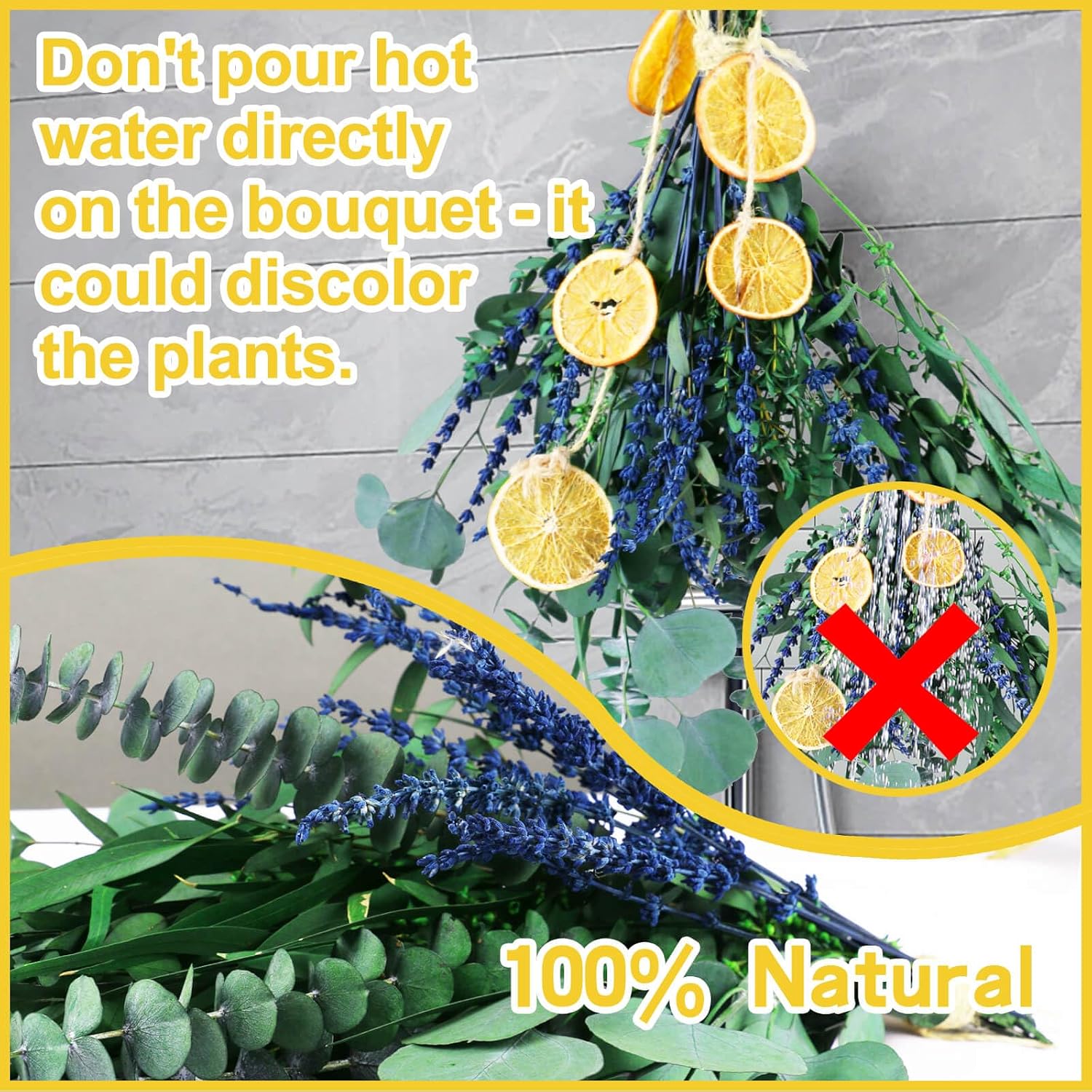 5 Kinds Mix Dried Eucalyptus & Lavender Flowers Bundle for Shower , 15''-17''Natural Real Fresh Preserved Eucalyptus Leaves and Lemon Hanging Plants, Home Bathroom Decor, Fragrance