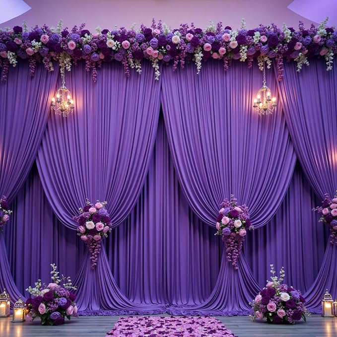 30ftx10ft Purple Backdrop Curtains for Party Background, Wrinkle Free Purple Photo Backdrop Drapes 6 Panels Back Drop Cloth for Wedding Birthday Photography Baby Shower Decor