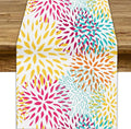 Abstract Flowers Table Runner, Chrysanthemum Dahlia Vintage Modern Colorful Spring Summer Elegant Table Runner for Party Kitchen Dining Living Room Laundry Room Decor, 13x90 Inch