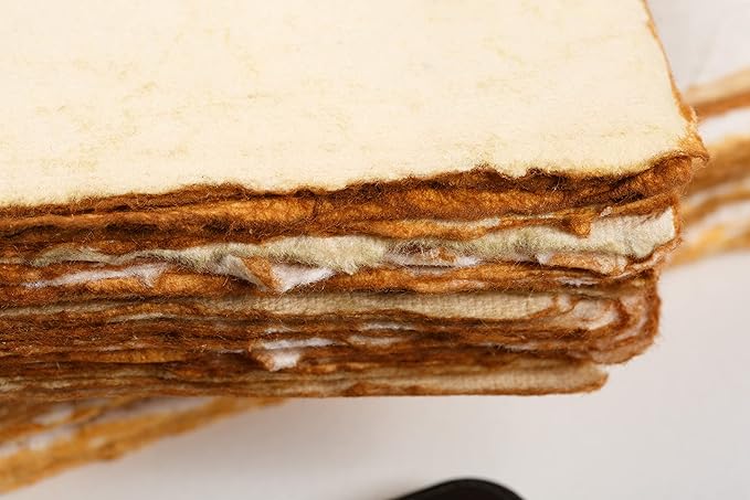 Wanderings Handmade Deckled Edge Vintage Paper - 10"x12" - Thick 300 GSM - Pack of 25 - Watercolor, Mixed Media for Artists, Writers, Bookmaking, Arts & Crafts - 100% Recycled Cotton