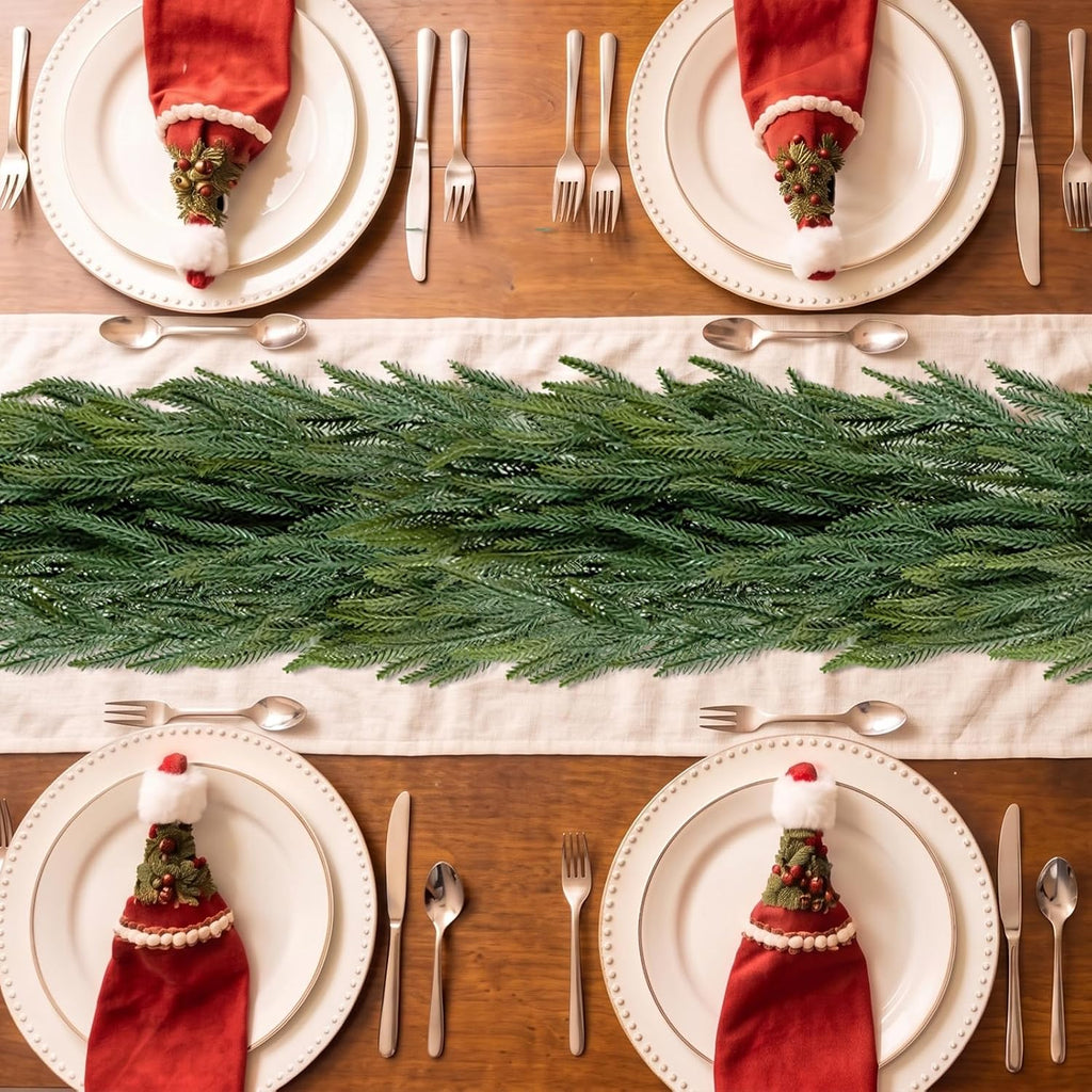 9ft christmas garland norfolk pine garland with led on a desk or shelf