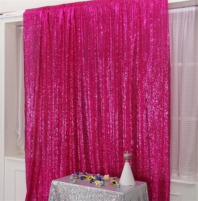 Eternal Beauty Hot Pink Sequin Backdrop, 20x10 Ft Glitter Background Curtains for Shimmer Photography Party Wedding Birthday Back Drop Decor