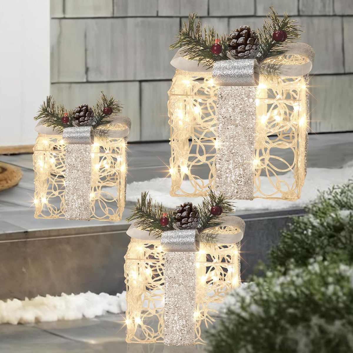vanthylit christmas lighted gift boxes, set of 3, main product view