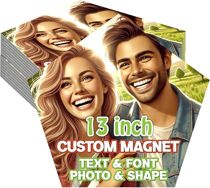 KETABAO – 13" Create Your Own Custom Refrigerator and Car Pentagon Photo Magnets - Personalized Decorative Magnetic Frames