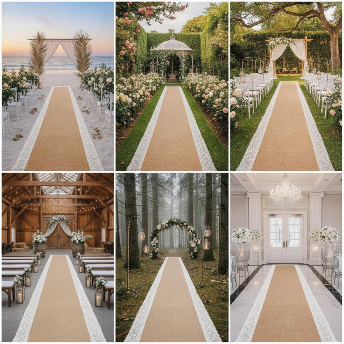Preboun 3ft X 20 ft Aisle Runner for Wedding Ceremony, Burlap Lace Style