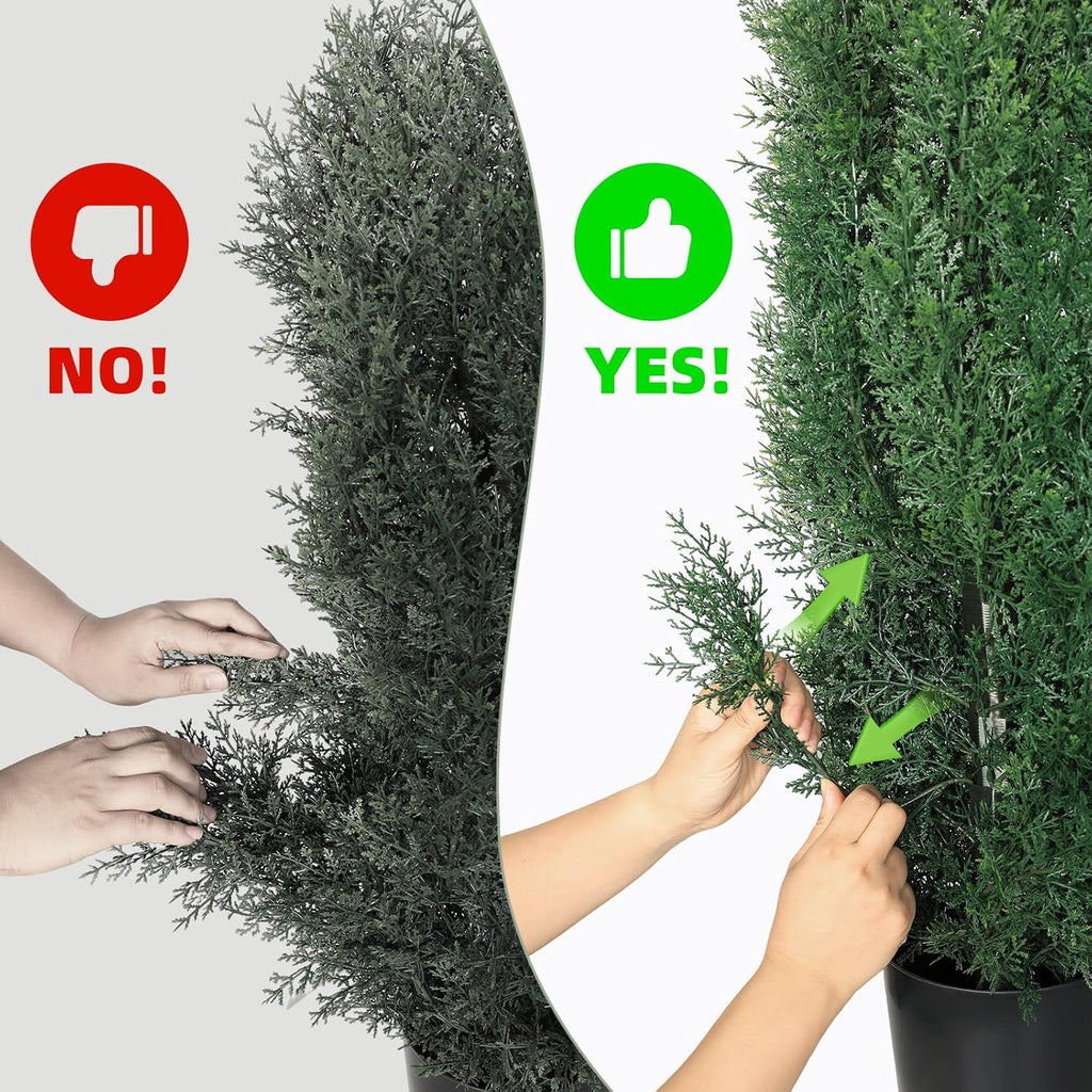 artificial cedar topiary trees 5 ft faux cedar, front angle view