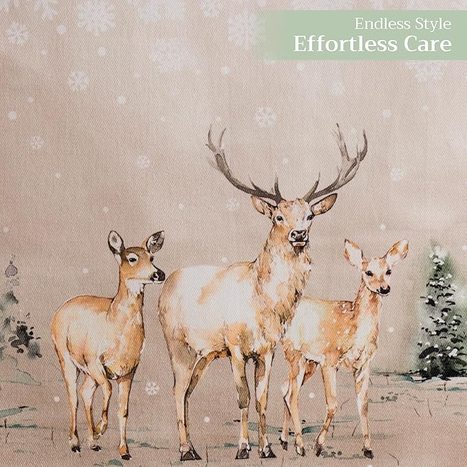 Maison d' Hermine Table Runner 100% Cotton Single Layer Table Runners 72 inches Long for Thanksgiving Christmas Decorations Home Kitchen Dining Party Wedding (Deer in The Woods, 14.5" x 72")