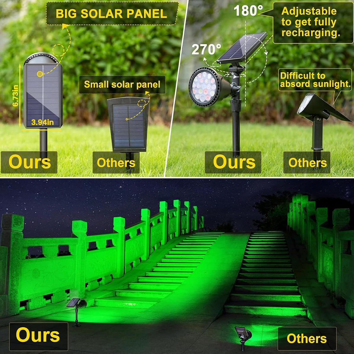 ROSHWEY Solar Spot Lights Outdoor, 7 Colors Halloween Christmas Outdoor Light...