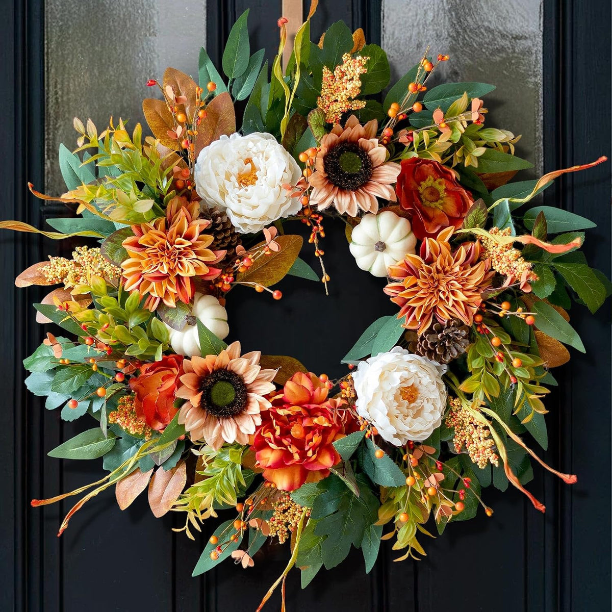 24 inch harvest fall wreaths for front door, main product view