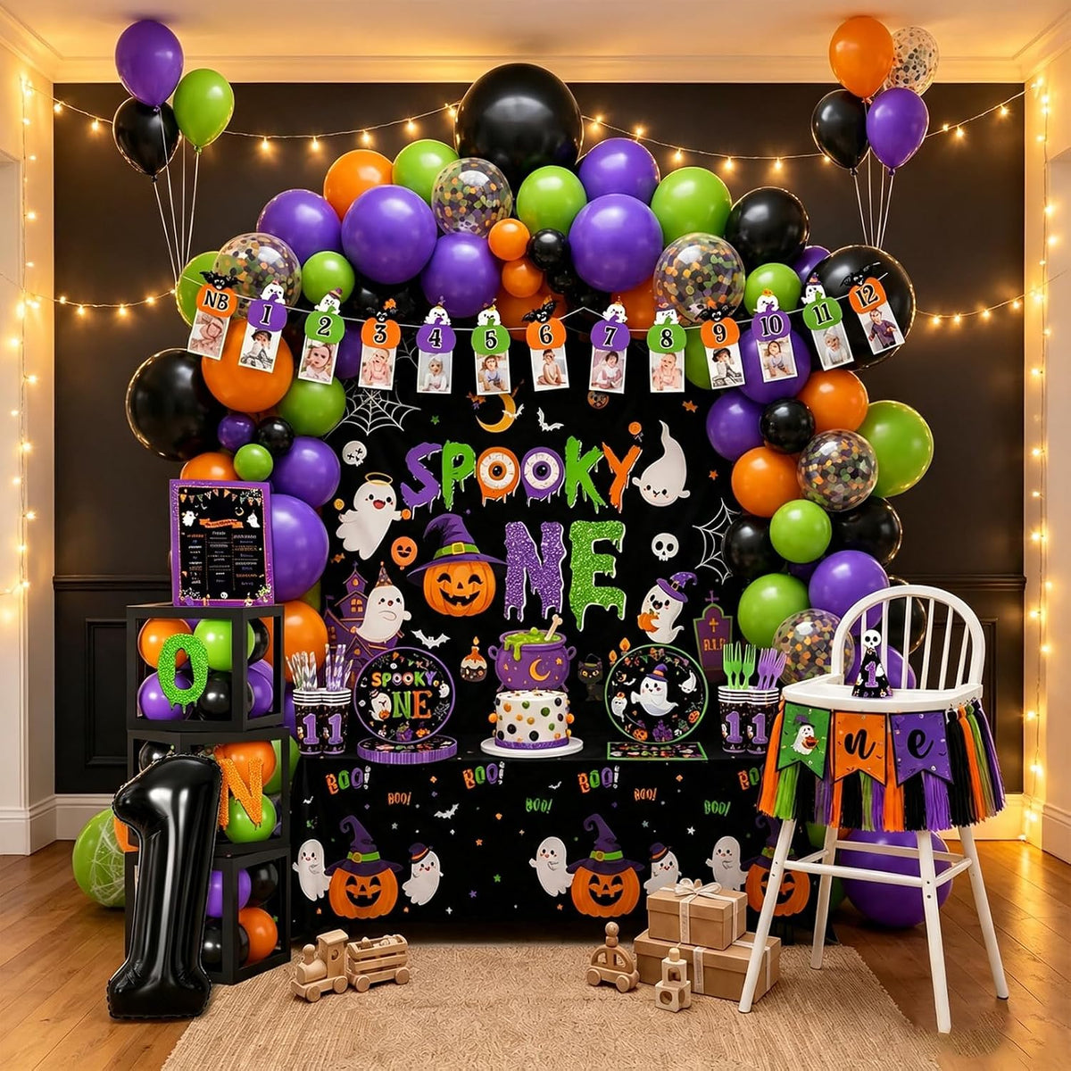 Halloween Spooky One Party Decorations Black Purple Halloween 1st Birthday