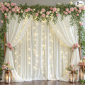 Ivory Backdrop Curtains with Lights for Baby Shower,10x10FT Wrinkle Free Ivory Drapes Photo Backdrop Curtains for Wedding Birthday Party Ceremony Photography Photoshoot Decorations-5ft x 10ft