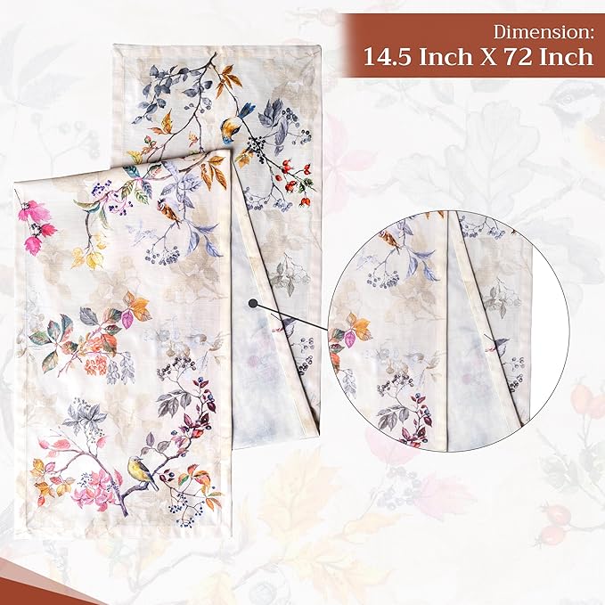 Maison d' Hermine Table Runner 100% Cotton Single Layer Table Runners 72 inches Long for Thanksgiving Christmas Decorations Home Kitchen Dining Party Wedding (Equinoxe - Beige, 14.5" x 72")