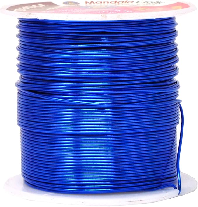 Mandala Crafts 20 Gauge Anodized Aluminum Craft Wire for Jewelry Making - 450 FT Colored Flexible Silver Copper True Blue Pink Ice Blue Green Wire - Bendable for Bonsai Armature Crafting Sculpting