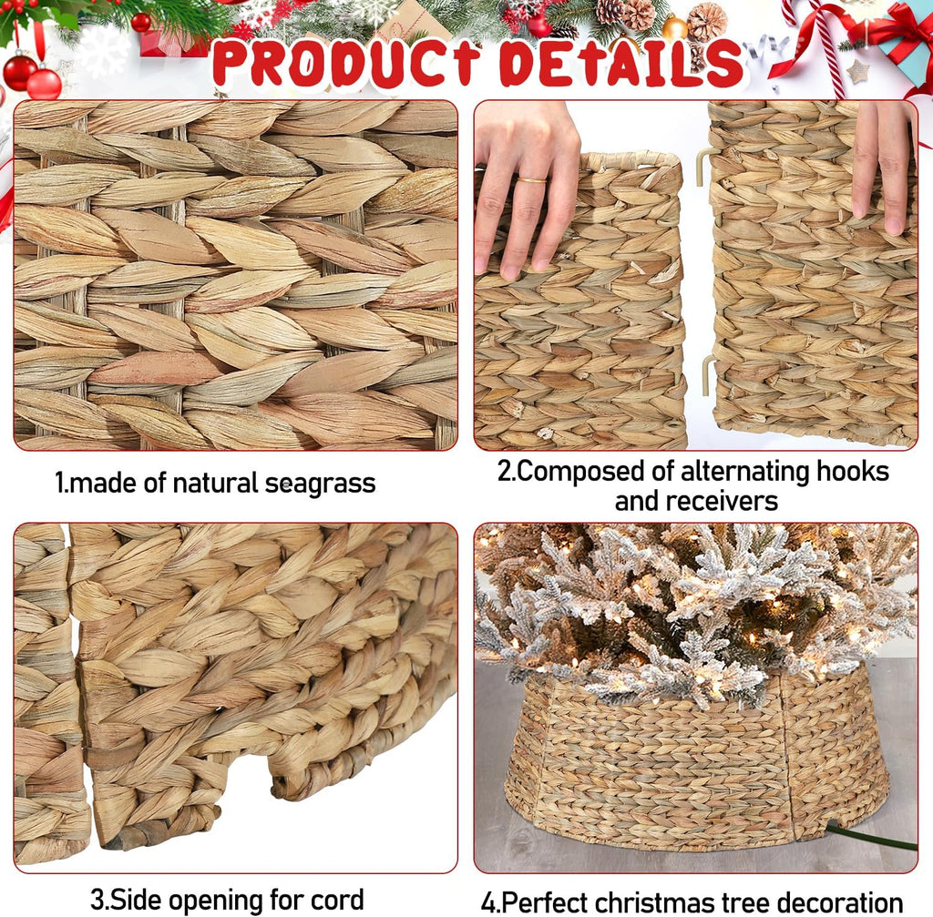 5-piece rattan christmas tree collar - 26" rustic showing dimensions