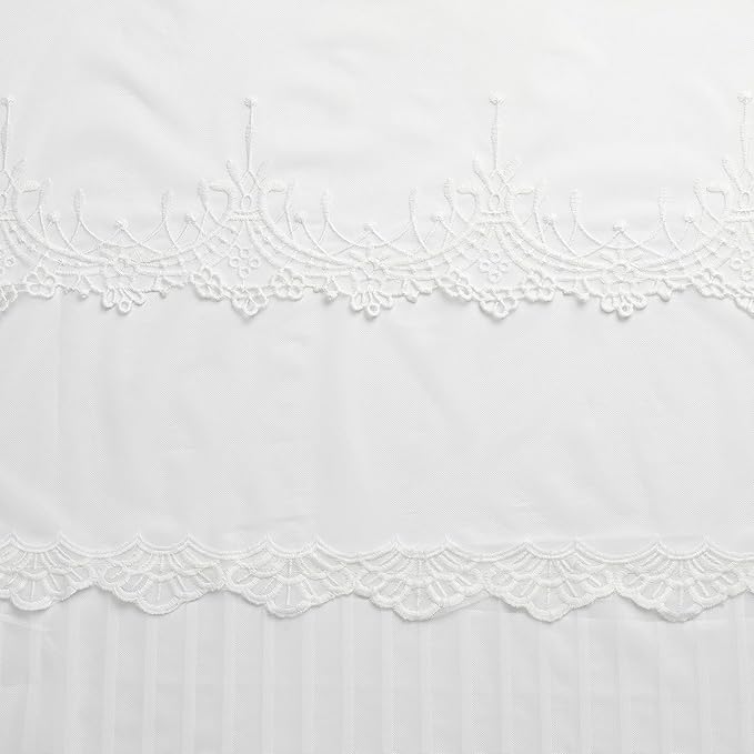 VISIONTEX White Sheer Voile Curtains, Decorative White Embossed European Rod Pocket Window Drapes for Home Kitchen, Living Room and Bedroom 54 x 72 Inch, Set of 2 Curtain Panels
