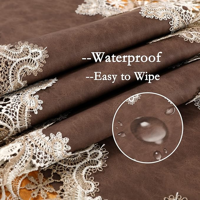 Vintage Lace Dining Table Runner, 108 Inches Macrame Coffee Table Runners for Kitchen Home Christmas Party Decorations (16x108 inch,Brown)