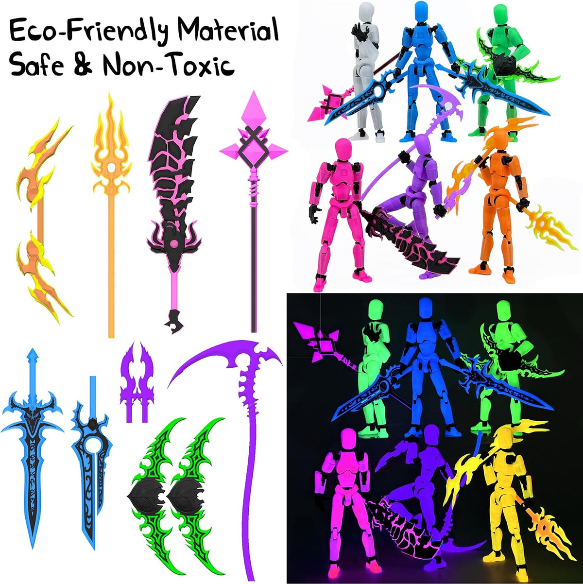 [6-PACK] Glowing Titan 13 Action Figure Set Already Assembled, Dummy 13 3D Pr...