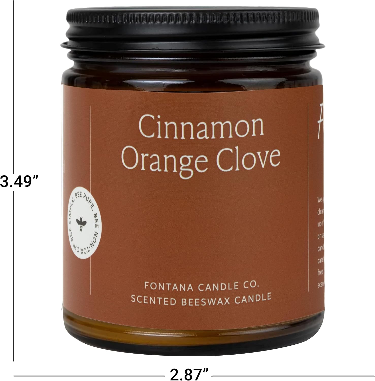 Fontana Candle Co Wood Wick Beeswax Jar Candle, Cinnamon Orange Clove – Made Safe with Coconut Oil & Pure Essential Oils – 35+ Hrs Clean Burn, Long Lasting and Non-Toxic Candles for Home & Room Decor