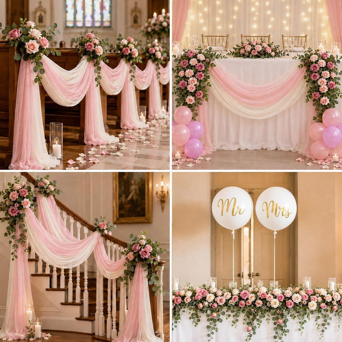 cinrobiye 45 pcs blush pink ivory wedding arch on a desk or shelf