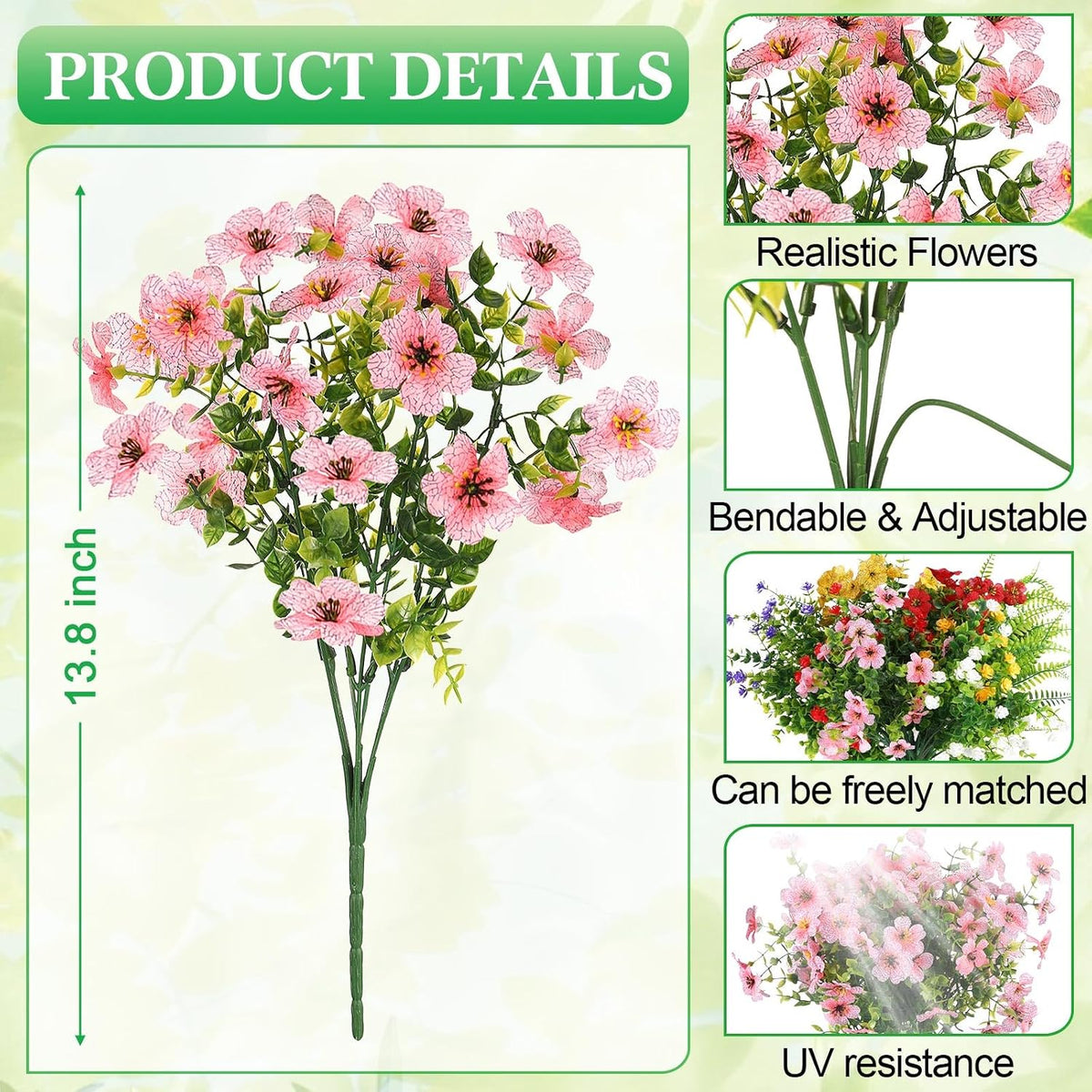 thiccywoov 60 bundles outdoor artificial fall flowers bulk,spring,colorful shown in use