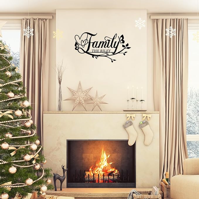 Personalized Family Last Name Signs, Custom Signs Outdoor Metal, Monogram Metal Sign Wall Art For Home Outside Decor, Name Sign Customized Wedding Christmas Housewarming Gifts For Women Men