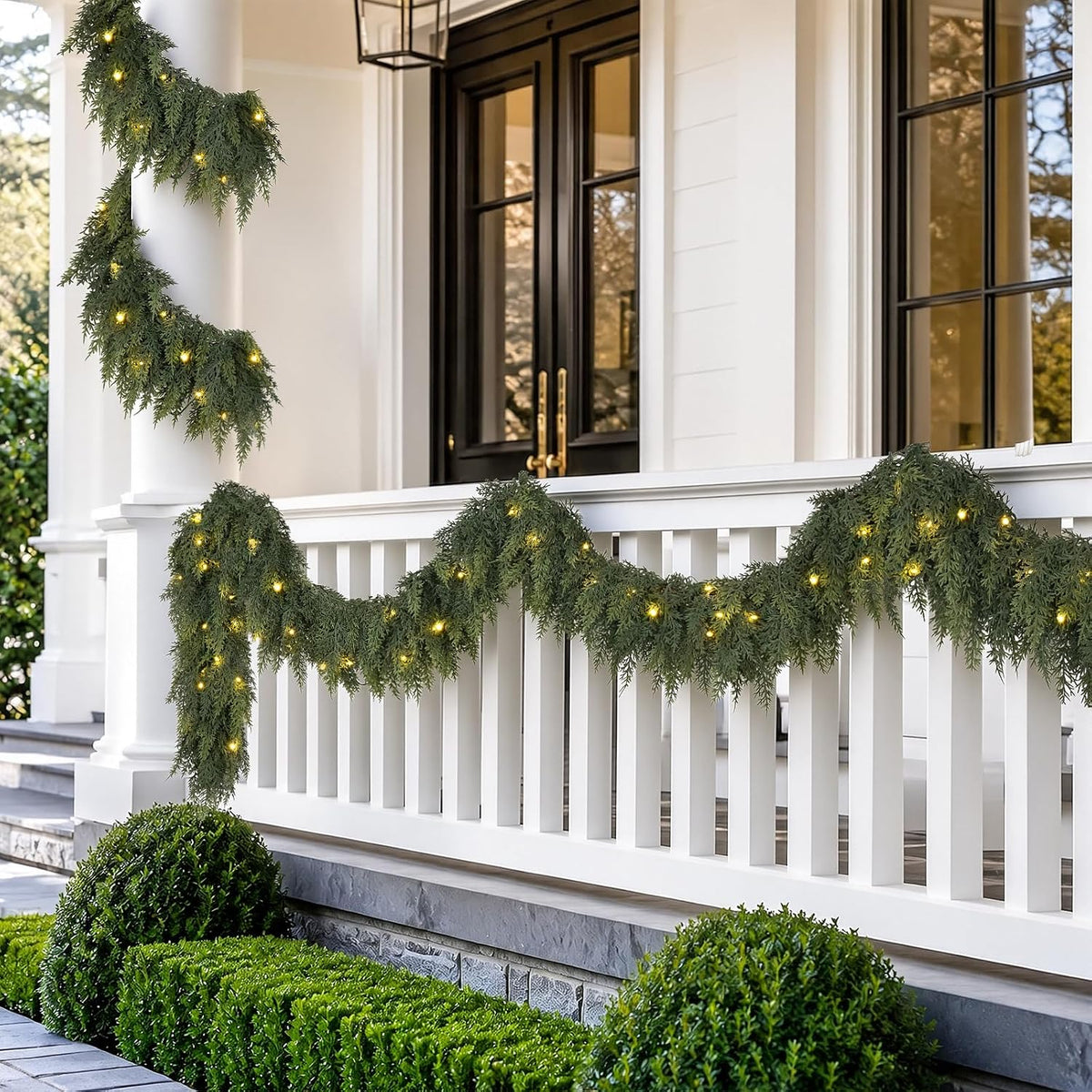 9ft pre-lit christmas garland with lights cedar garland, front angle view