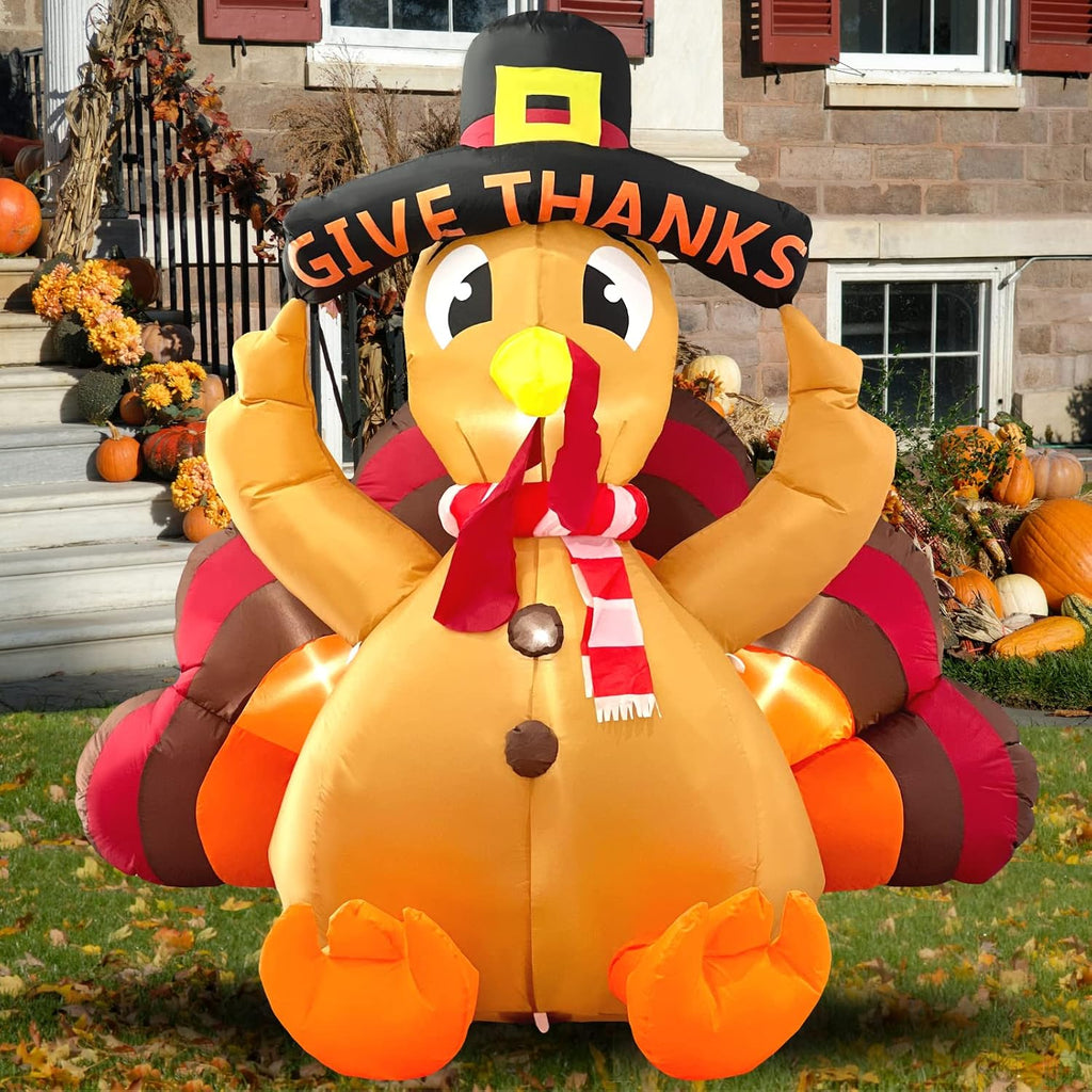 thanksgiving inflatable turkey lawn decoration 6ft giant blow showing dimensions