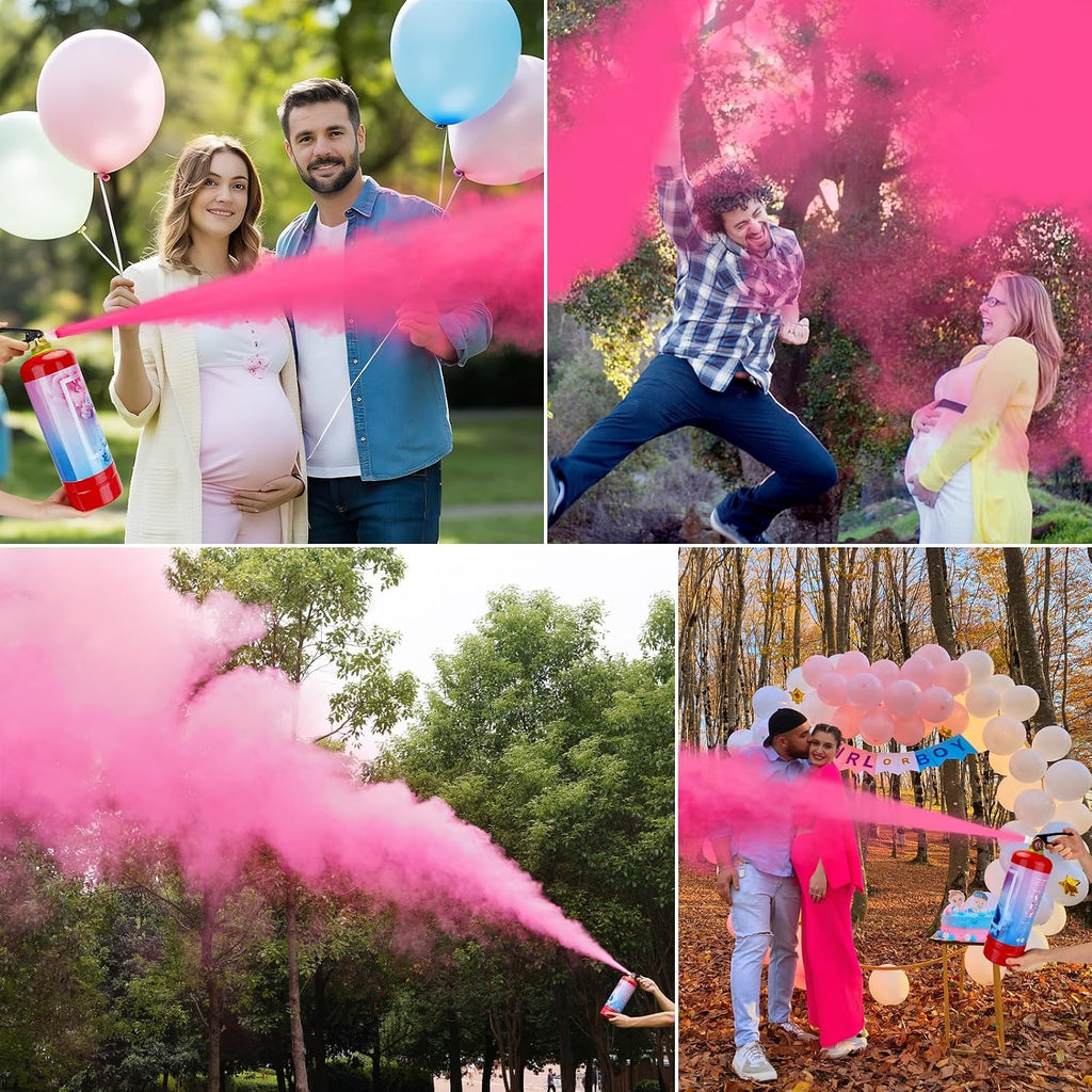 QIYVLOS Giant Gender Reveal Fire Extinguisher 2 Packs, Gender Reveal Ideas, Baby Girl Reveal Party Ideas for Gender Reveal Decorations with 2.3ib Powder (Pink)